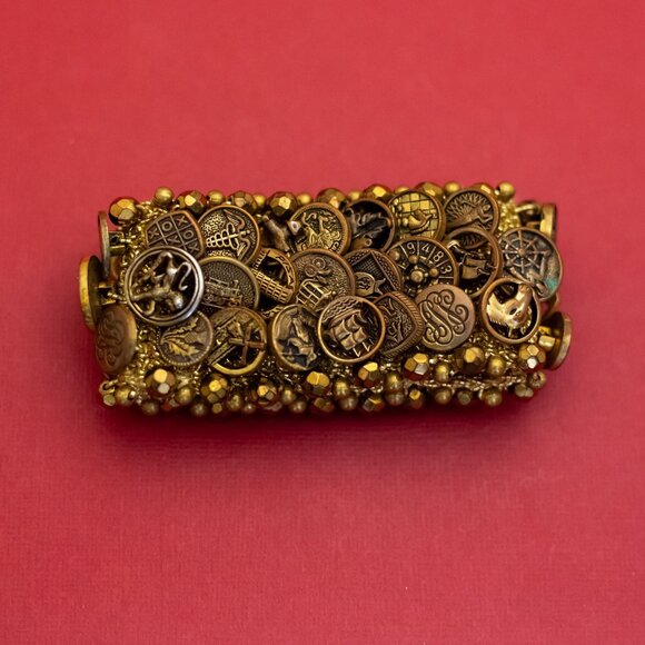 7 inch, Vintage Coin Links Gold Tone Elegant Bracelet - F52 - Picture 1 of 3